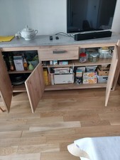 Buffet.bas moderne 3portes 1tiroir chêne claire dessus couleur béton 