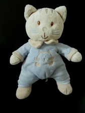 N5. DOUDOU PELUCHE VETIR CHAT PYJAMA BLEU ECRU BLANC BEIGE  EXCELLENT ETAT