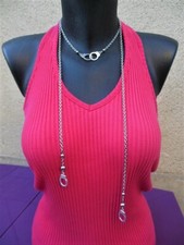 Long collier à menottes, chaîne bdsm en acier pour femme et homme, sans nickel