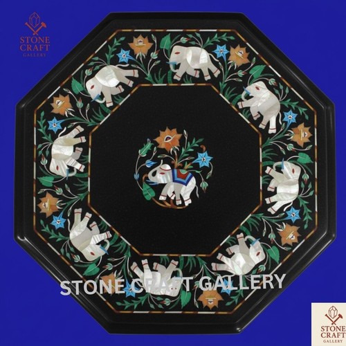 Black marble table top - 24",
