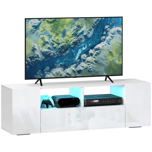 Homcom meuble led blanc - tv,