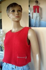 TOP COURT PULL ROUGE COURT CACHE CACHE ORIGINAL OUVERT AU DOS T2 36/38/40  NEUF