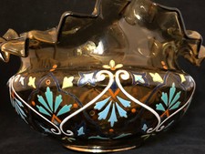 Coupe en Verre Emmaillé Antique French Glass Enamel Vers 1900