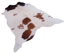 Tapis Peau De Vache Luxe-  Marron et Blanc- 147 cmx 136 cm  Déco Tapis Intérieur