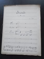 PARTITION  ANCIENNE MANUSCRITE RARE - EMILE TITL  SERENADE POUR FLUTE COR PIANO