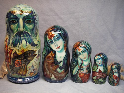 Fedoskino matryoshki russian - matryoshki, (russian