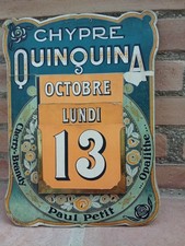 CARTON PUBLICITAIRE ANCIEN CHYPRE QUINQUINA-CALENDRIER/EPHEMERIDE COMPLET.BISTRO