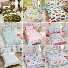 Housse de Couette Ensembles Rideaux Papier Peint Frise Enfants Assorti Licorne