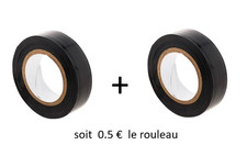 Ruban Adhésif Isolant PVC Noir électricien - 15mm - 10m - le Lot de 2