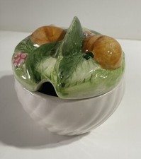 Confiturier ou sucrier Style Barbotine Vintage Faïence Fruits Cuisine Déco