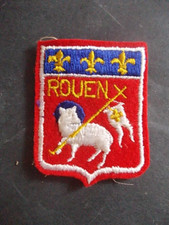 ROUEN Rare insigne tissu coudre 1960 régionalisme tourisme blason collector TBE