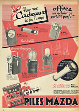 publicité Advertising  0123 1954  piles Mazda  Cipel lampe poche  lanterne