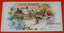 CHROMO 1890-1910 CACAO BLOOKER AMSTERDAM PAYS-BAS HOLLANDE PAYSAGE HIVER
