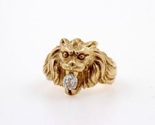 Bague tete de lion Or 18K