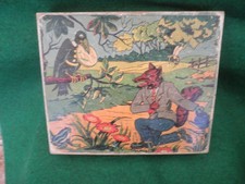 Jeu Ancien Boîte 30 Cubes Bois Collection Debut XXeme Fable La Fontaine France