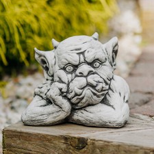 Buste de gargouille IV gardien figurine en pierre 18 cm 7 kg gris béton blanc...