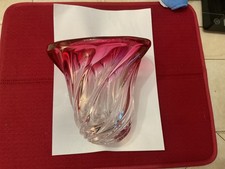 VAL SAINT LAMBERT Vase  en cristal .  teinte dégradée .signé