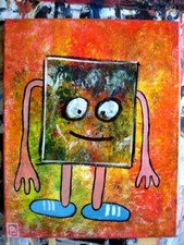 Art contemporain - Personnage - Toile 50 x 40 cm -.