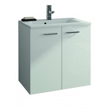 Meuble sous vasque 60 cm suspendu Angelo - 2 portes - Blanc brillant Néova
