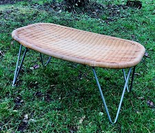 table basse banc vintage Ikéa en osier meuble design scandinave Suède dlg Peanut