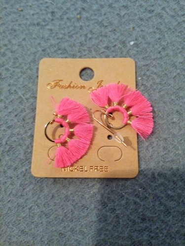 Boucles oreilles pompon - d'oreilles, rose