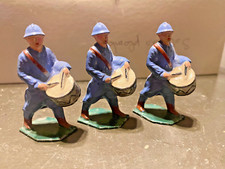 QUIRALU COFALU LOT 3 SOLDATS JOUANT DU TAMBOUR en plomb marqué BF  jouet ancien
