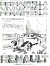 publicité Advertising  AD 0223 1928  Renault  Monastella Vivastella Reinastella
