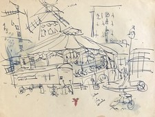 Charles Bégo (élève Gen Paul) - Dessin original - Encre - Paris, Moulin Rouge