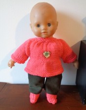 vêtements neufs pour poupon 30 cm pantalon jean bronze pull chaussures reborn 