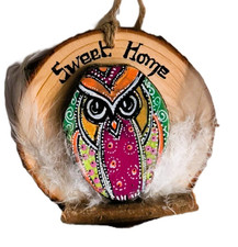 Chouette Humour - décoration à suspendre- Love Hibou- Création en atelier- Rare