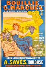 GRANDE AFFICHE ORIGINALE  TRAITEMENT de la VIGNE  Bouillies Marques entoilee