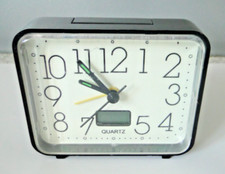 Réveil thermomètre quartz rectangulaire boitier noir silencieux fonctionne