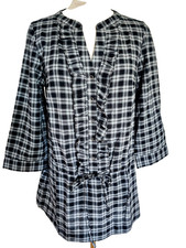 TUNIQUE CHEMISE COTON CARREAUX+VOLANT DEVANT+LIEN SERRAGE CAROLL TAILLE 38 NEUVE
