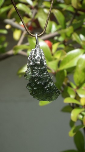 Pendentif moldavite argent - moldavite, en