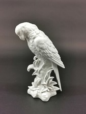 9924101 Wagner&Apel Porcelaine Figurine Oiseaux Ara Perroquet Blanc H22cm