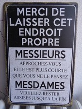 TOLE METAL TOILETTE MERCI DE LAISSER ......PROPRE 20 X 30 CMS NON PLAQUE EMAILLE