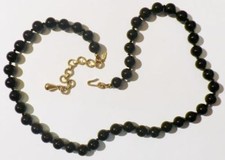 collier perle bijou vintage porcelaine noir signé MONET attache couleur or *3685