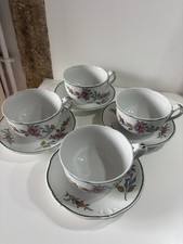 4 TASSE DEJEUNER CHOCOLAT THE FAIENCE KG LUNEVILLE DECOR DE FLEURS DÉCO