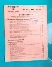 Original Feuille Tarif de détail Motobécane 1970 Pantin Tampon Shop Cycles Motos