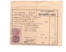 GRENOBLE (38) ECOLE de COMMERCE INDUSTRIE AGRICULTURE "VAUCANSON" Facture en1938