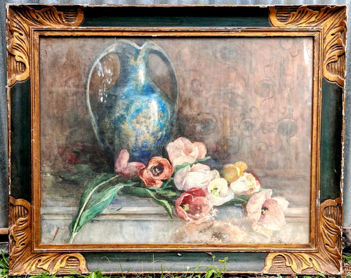 Ancien tableau avec une - ancien,