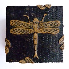 mini Boîte à bijoux ou à trésors en pierre sculptées cadeau noël libelulles