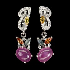 925 Argent Sterling Ovale Rubis 8x6mm Saphir Simulé Boucles D'Oreilles Cz