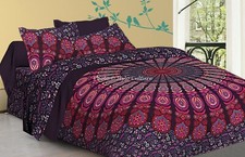 Parure de lit housse de couette indienne mandala coton double taille couette ...