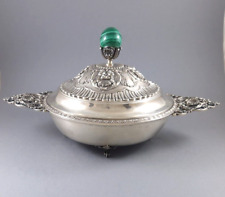 Buccellati - Sterling Silver bowl dish with malachite