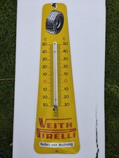 ANCIEN THERMOMETRE Plaque Émaillée de Garage Veith Pneu pirelli 