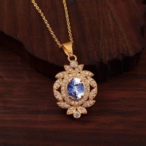 Pendentif ovale saphir - ovale, bleu
