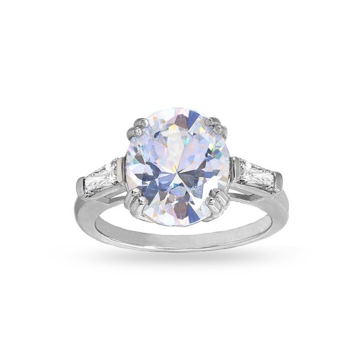 Ovale solitaire zircone argent - solitaire,