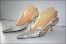 MAGRIT Escarpins Pointus Cuir Brillant Nacré Doublés Cuir T 38 BE