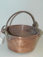 CHAUDRON CUIVRE XIXe anse fer forgé Pour crémaillère Cheminée déco cuisine N° 23